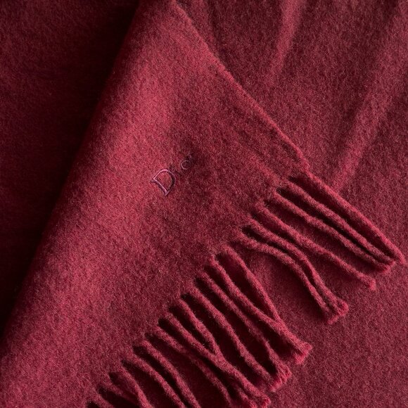 DIOR Red Cashmere Scarf, 74" x 29" - Picture 1 of 6